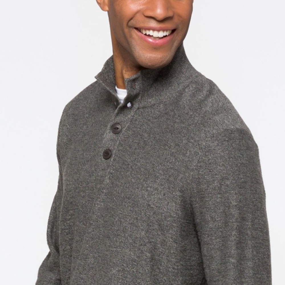 New Red Ale Riverside Button Mockneck Sweater - Picture 3 of 4